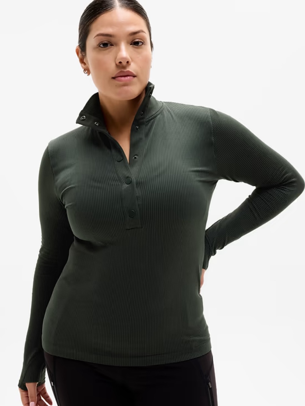 Athleta Flurry Seamless Henley // Elm Green